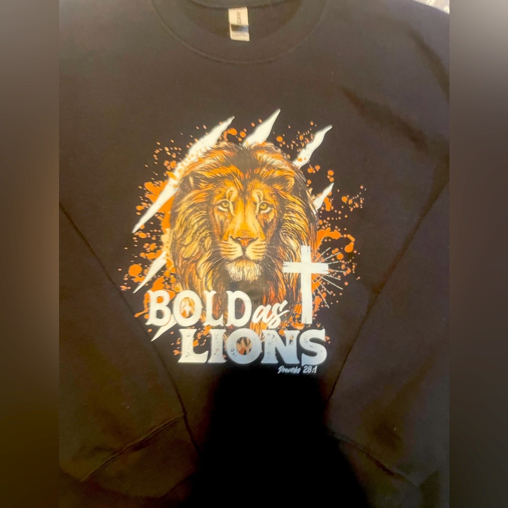 Bold as lions -  Screen printed sweatshirt : Proverbs 28:1